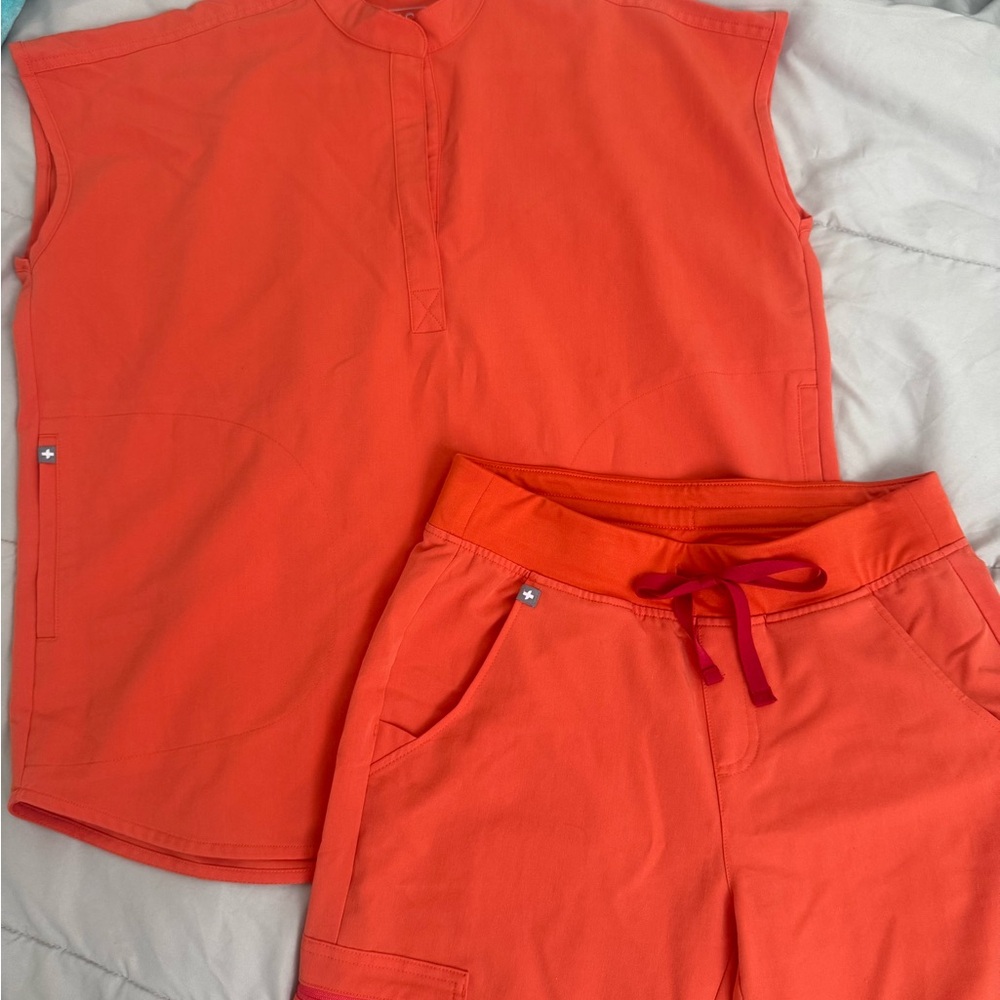 Figs Bright Orange Technical Collection Top